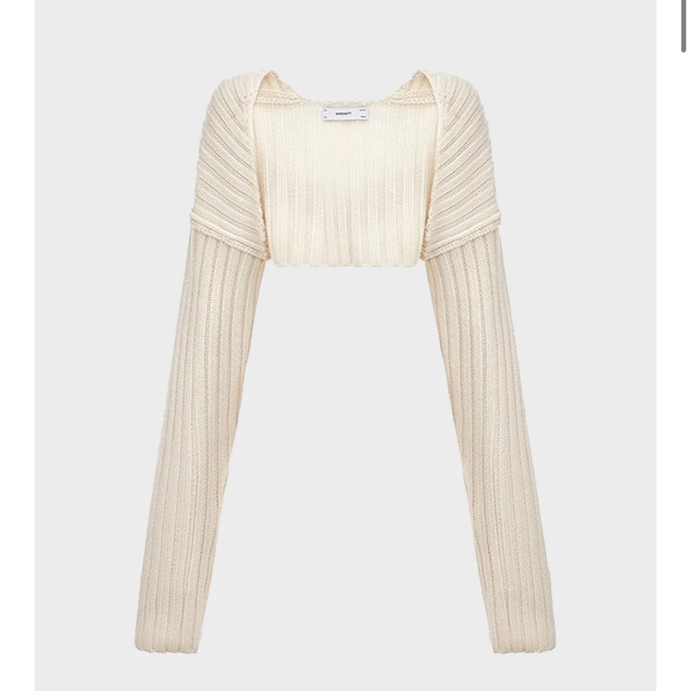 Simonett cropped cardigan sweater sleeve